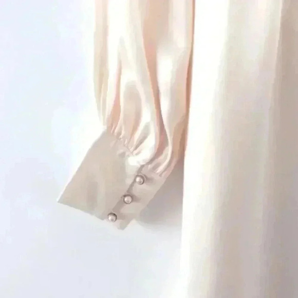 NWT MAJORELLE x Revolve White Pearl Glossy Satin High Slit Ruffle Gown Dress XS - Picture 7 of 10